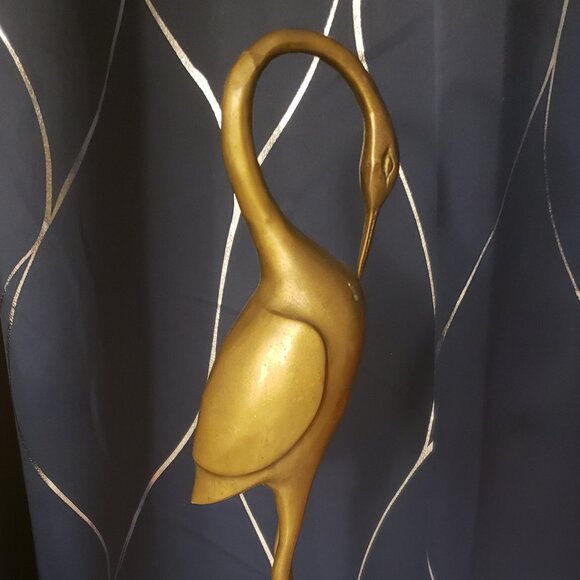 Vintage Brass Bird Sculpture Crane Heron Egret Ibis Seabird Statue Figure MCM - Picture 1 of 16